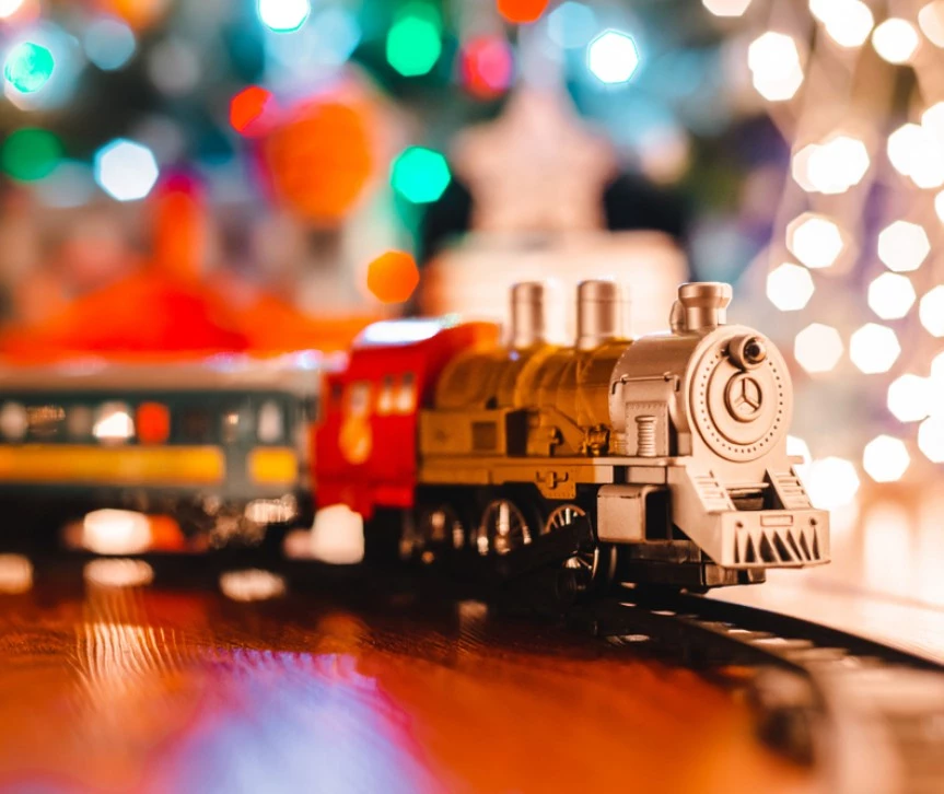 toy train at christmas