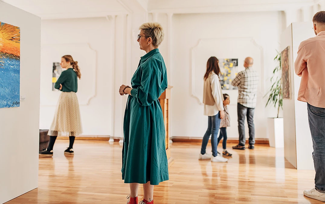 a group of people in a room