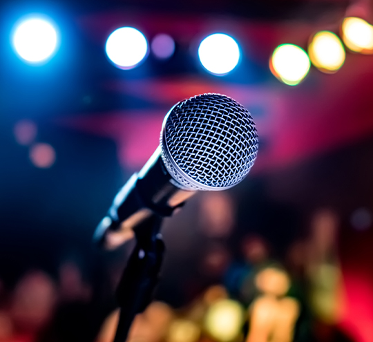 a microphone on a stand