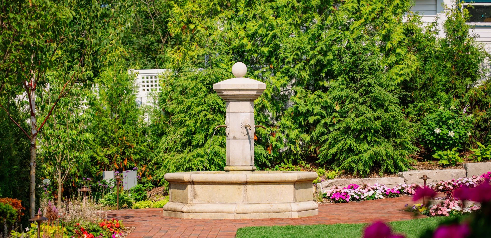 a fountain in a park
