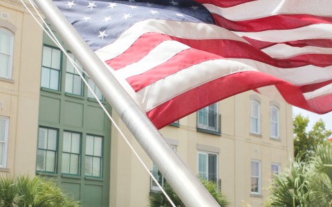 a flag on a pole