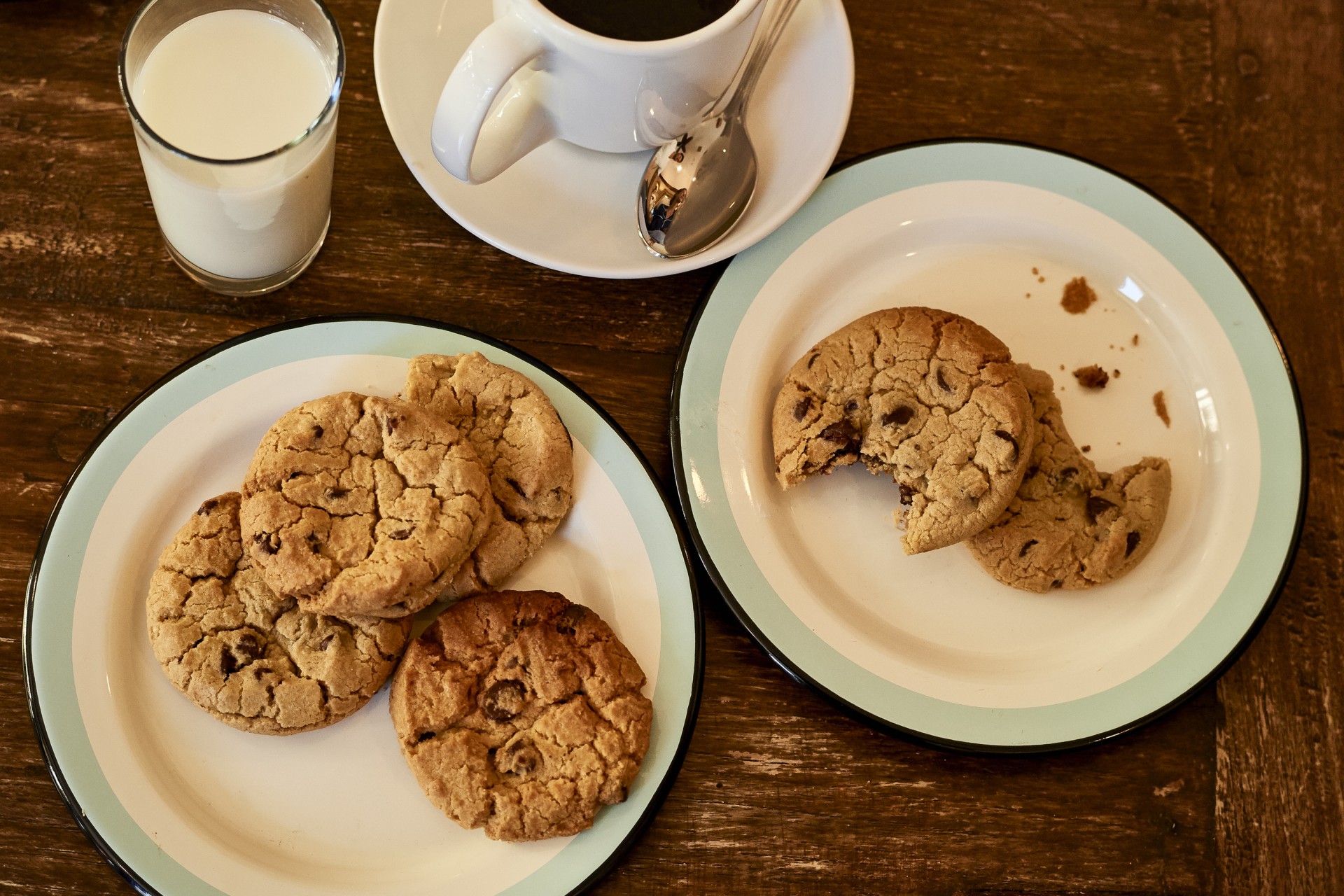 a plate of cookies and a cup of coffee