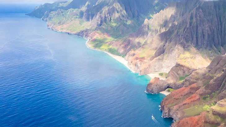 aerial view of napali coast in kapaa