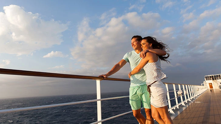 view of a young couple on a romantic cruise