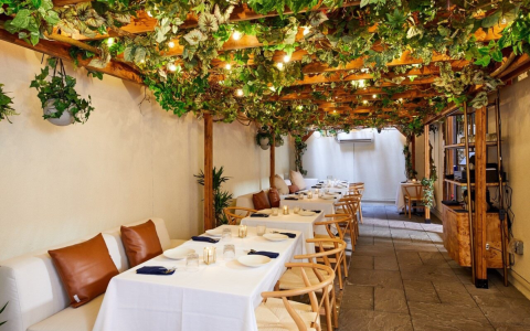 a restaurant with tables and chairs