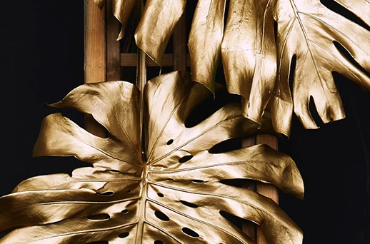 gold metal palm leaves