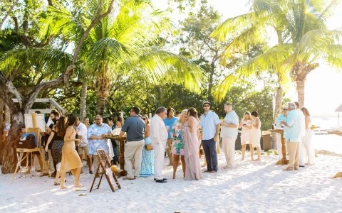 A group shot of wedding guests.