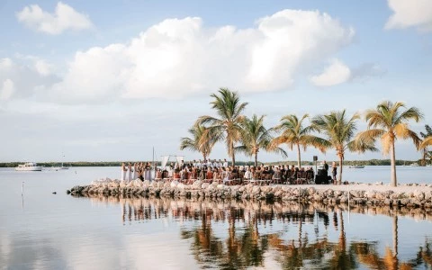 Daytime view of a wedding ceremony.