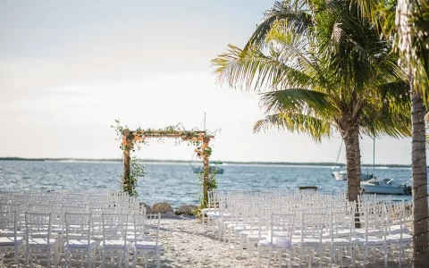 Daytime view of an empty wedding altar.