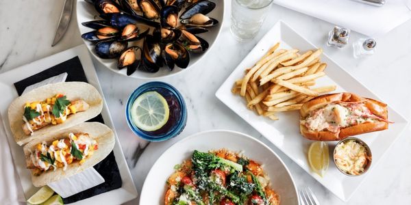a table with plates of food