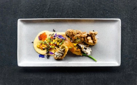 fried chicken over sauce8