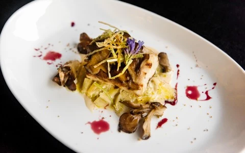 creamy pasta dish with fish on top9