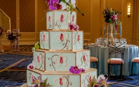 wedding cake with flowers on top20