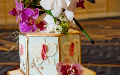 wedding cake with flowers on top22