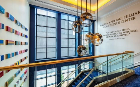 hilliard conference center with five hanging world globes22