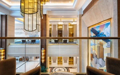 second floor lobby with luxury lamps 0