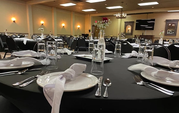 a table set for a banquet