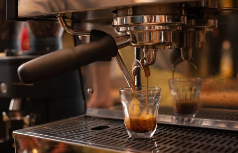 a close up of an espresso machine