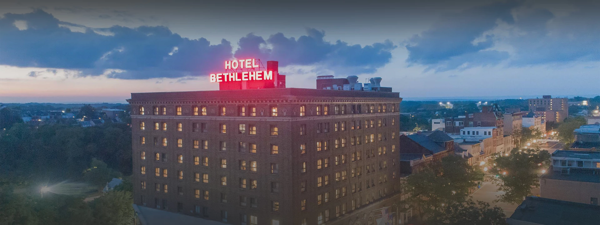 a building with a sign on top