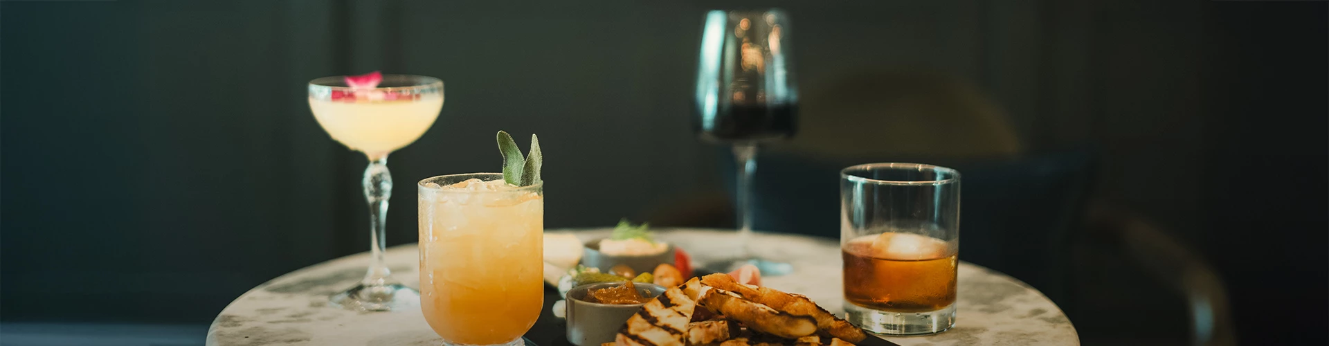 a plate of food and a drink