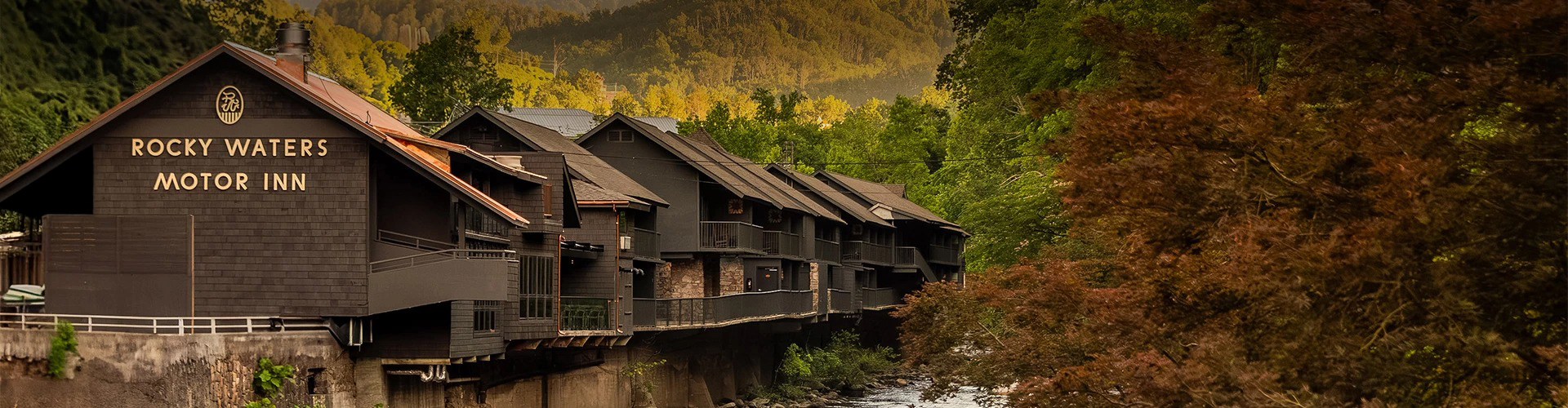 a row of buildings on a river