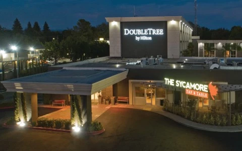 hotel entrance during night