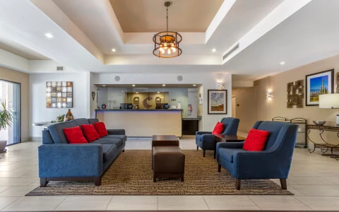 hotel lobby with seating