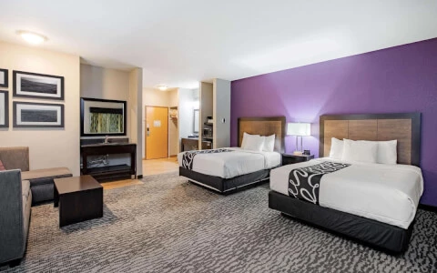 spacious hotel room with double bedding