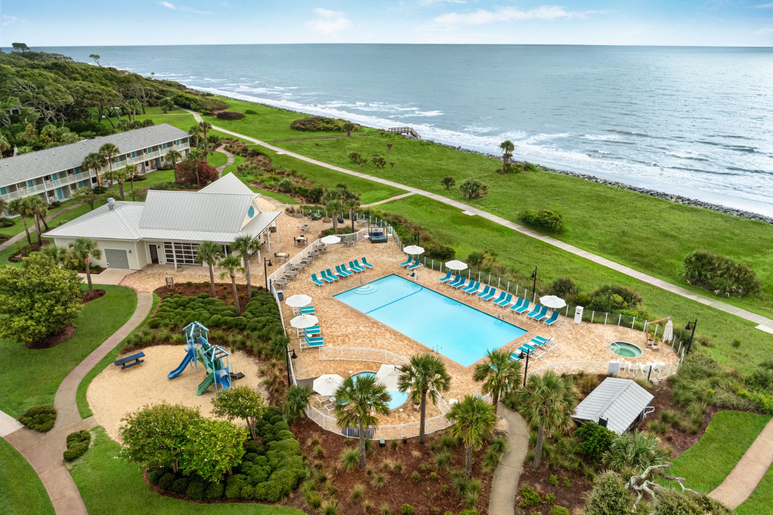 a swimming pool and a beach
