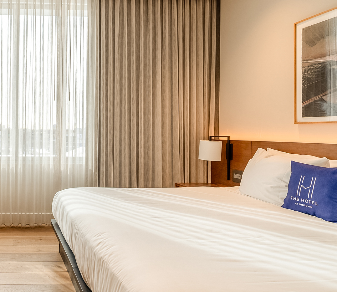a bed in a room