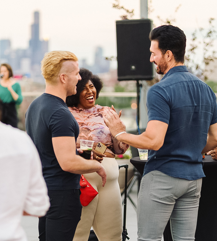 a group of people standing outside