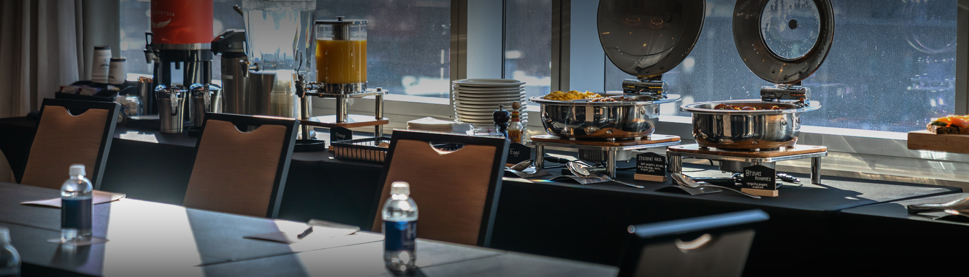 a table with plates and food on it