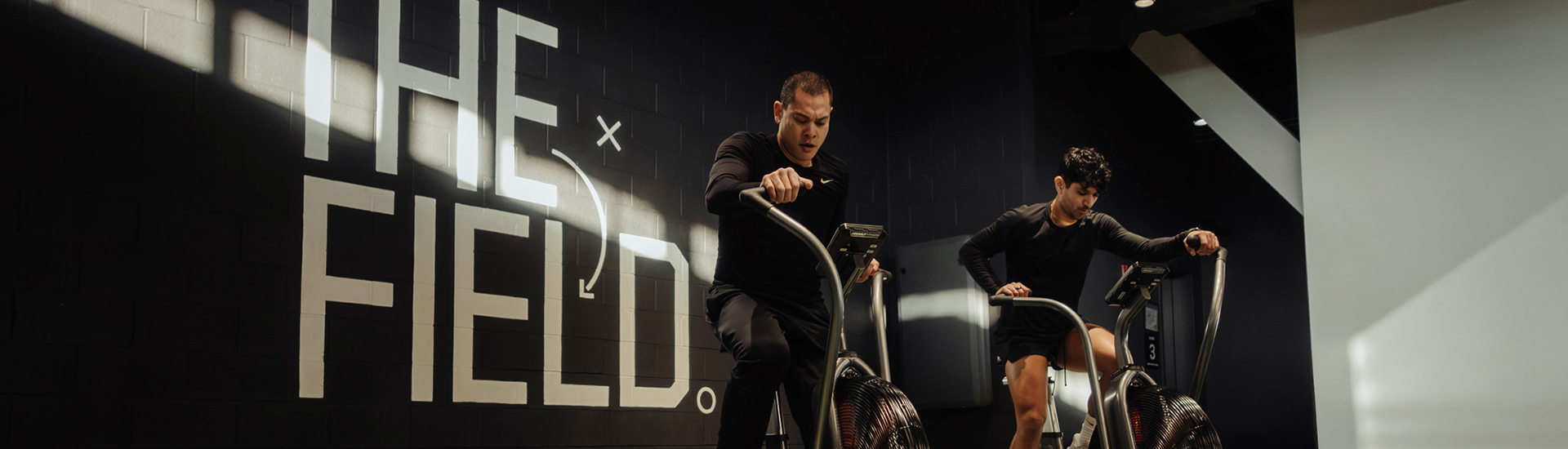 a man on an exercise bike