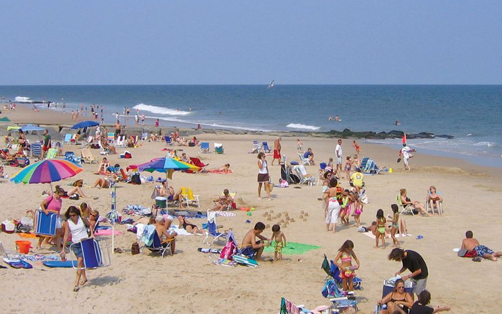 people gathered at the beach taking some sun