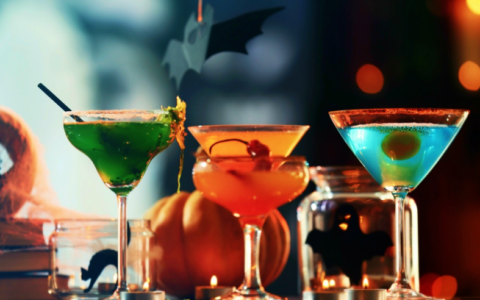 a group of drinks on a table