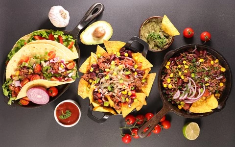a group of food in a pan