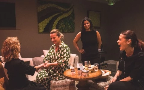 a group of people in a room