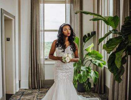 a woman in a white dress