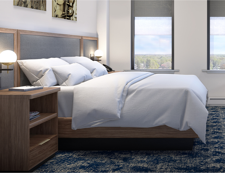 the interior of an elkhart hotel room