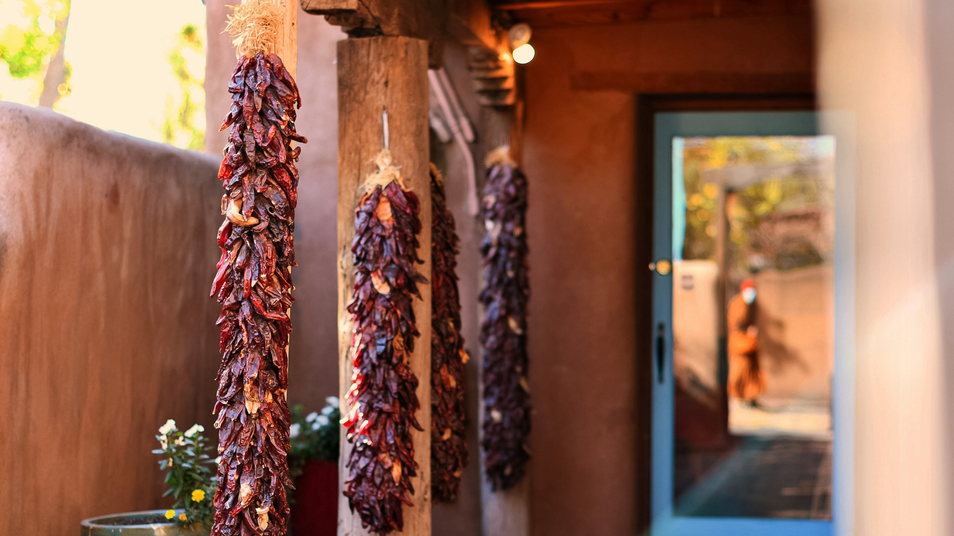 red chili peppers from a pole