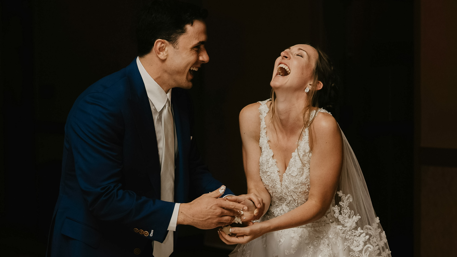 a man and woman laughing