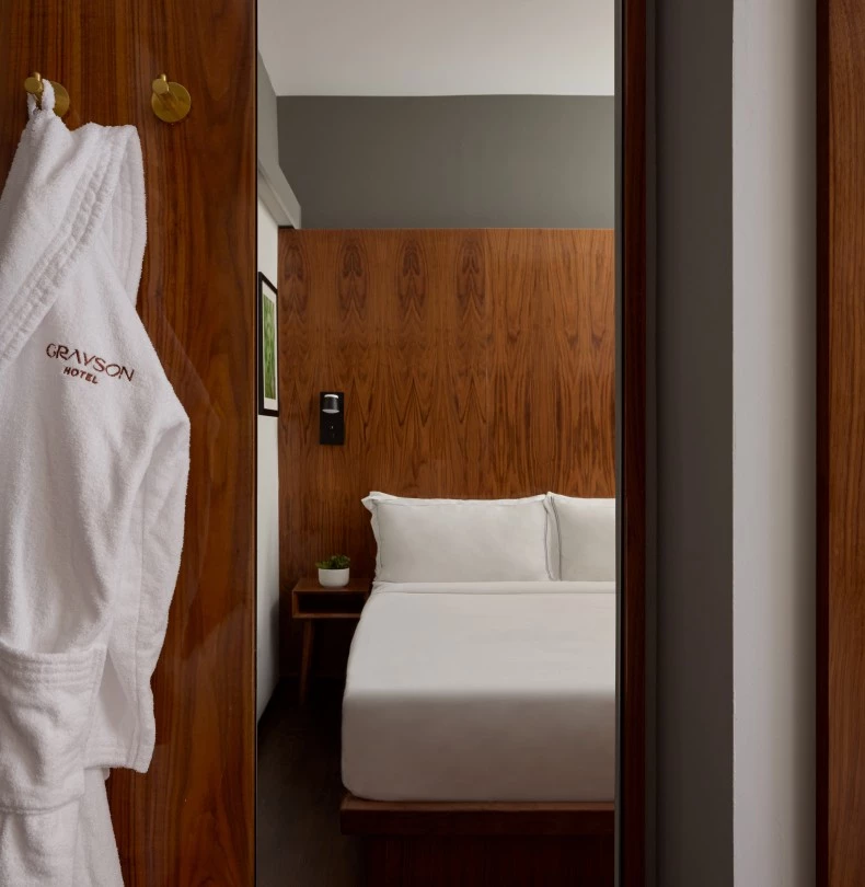 a white robe from a door 