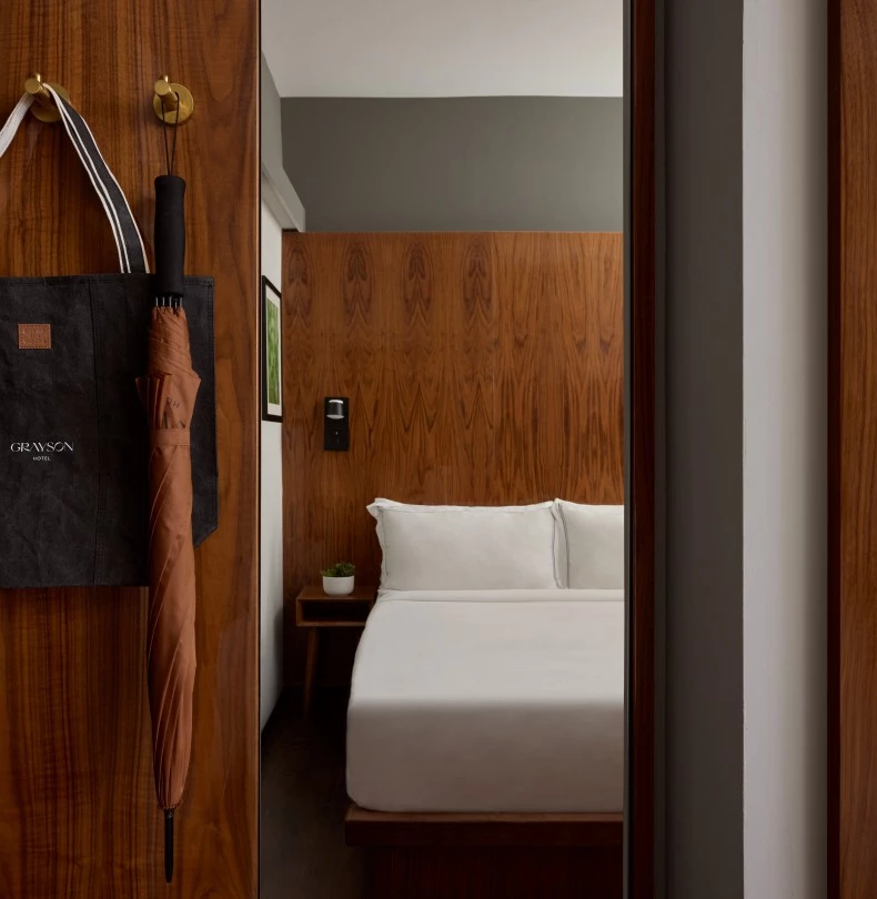 a door with a bag and a handle on it 