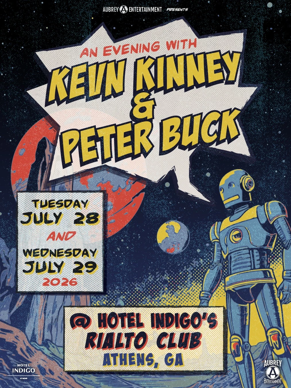 a poster with a robot and text
