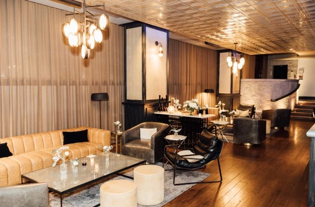 a room with a table and chairs
