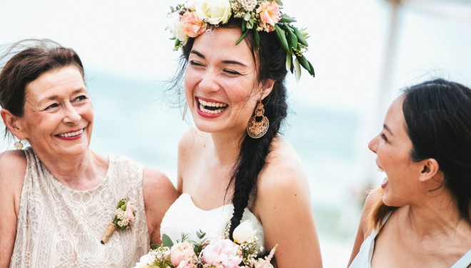 a woman wearing a flower crown