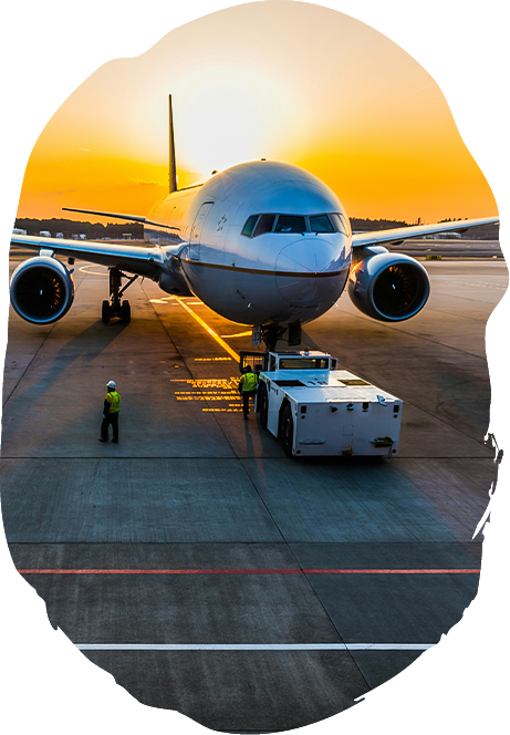 a plane on the runway