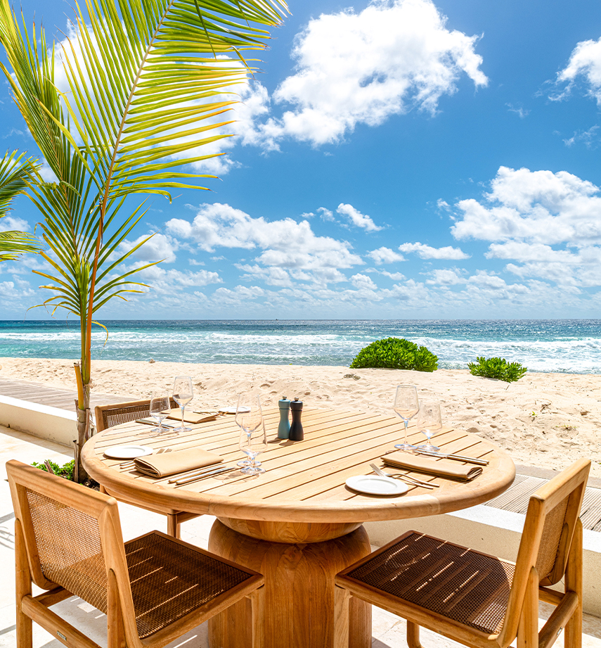 a table set up on a beach