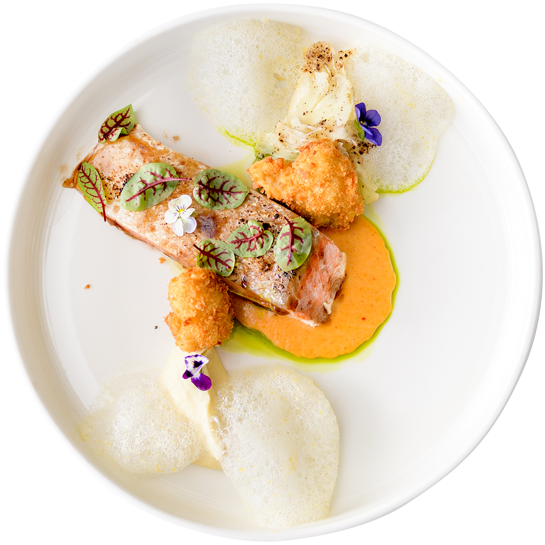 a plate of food on a black background