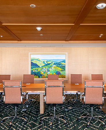 a room with a table and chairs